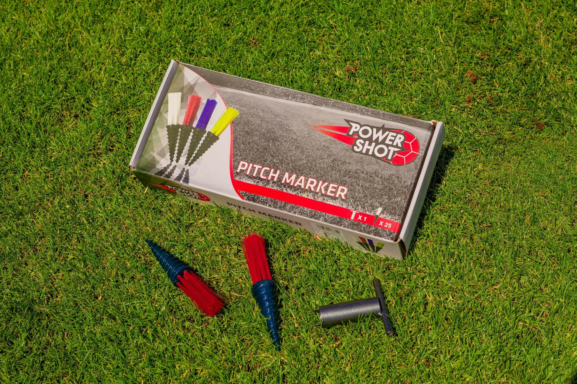 Powershot PITCHMARKER Markierungshilfe - 25er Set + Eintriebshilfe - machsport – Bild 