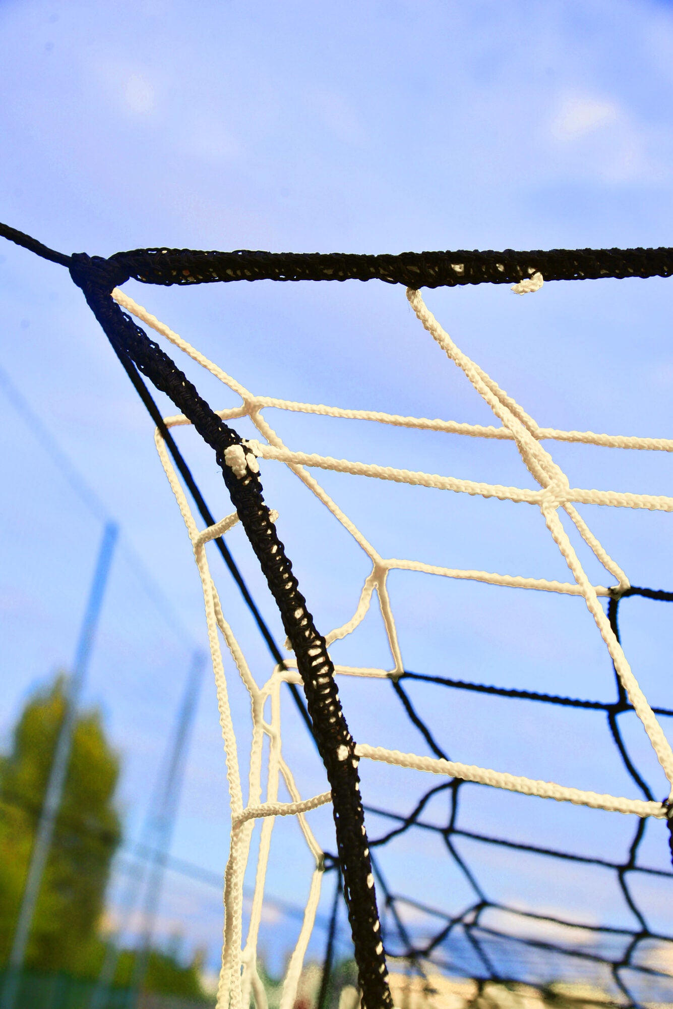Powershot Fußballnetz - 11er Tor - Europäisch - 4mm Weiß/Schwarz - machsport – Bild 