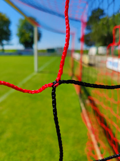 Powershot Fußballnetz - 11er Tor - Europäisch - 4mm Schwarz/Rot - machsport