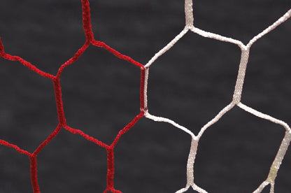 Powershot Fußballnetz - 11er Tor - Wabenförmig - 4mm Weiß/Rot - machsport