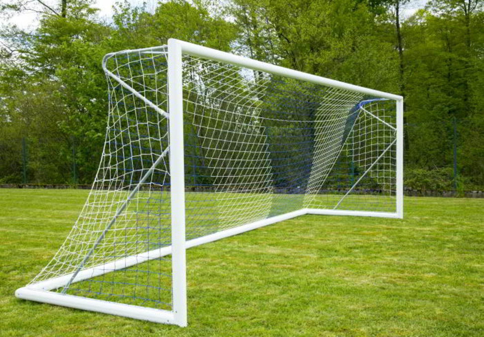 Powershot Fußballnetz - Trapezförmig - 4mm - Weiß/Blau - machsport – Bild 