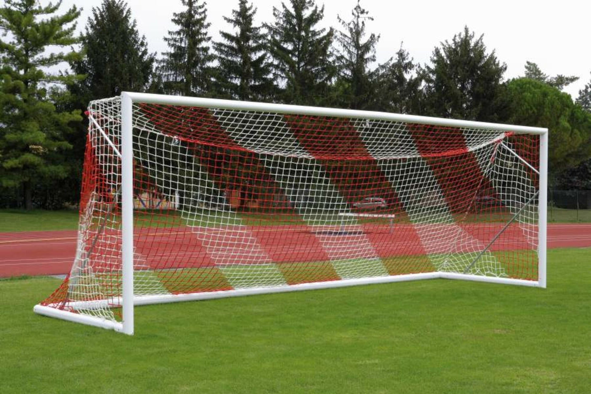 Powershot Fußballnetz - Trapezförmig - 4mm - Weiß/Rot - machsport – Bild 