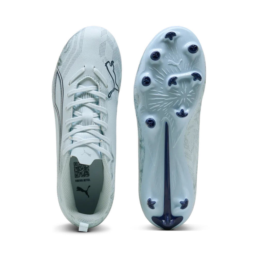 Puma Kinderfußballschuhe Ultra 6 Play FG/AG seitliche Ansicht auf Rasen- und Kunstrasenflächen, bequemes Sportschuh-Design – Bild 
