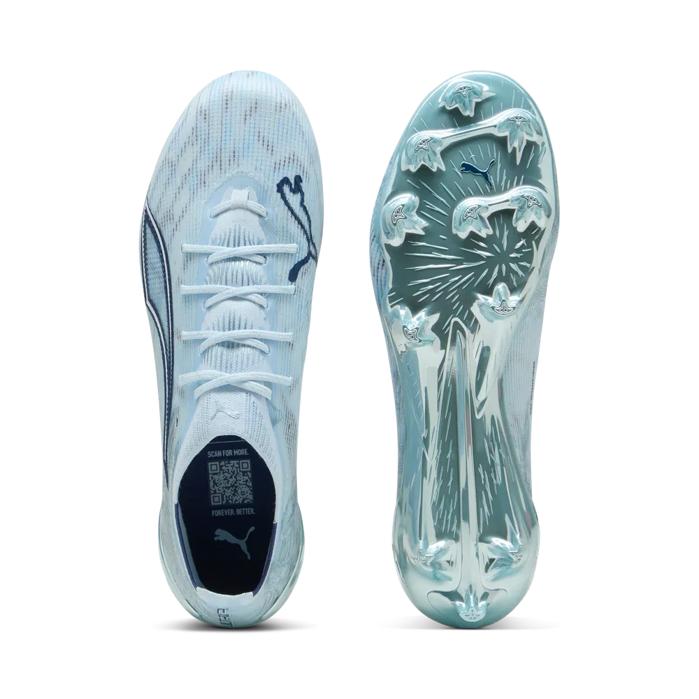 Puma Ultra 6 Ultimate FG Rasenfußballschuhe seitliche Ansicht mit robustem Obermaterial und spikiger Sohle für Fußball im Freien. – Bild 