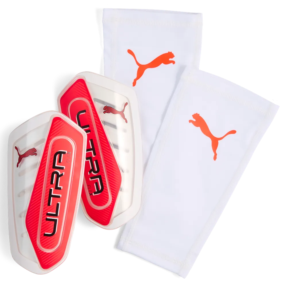 Puma Schienbeinschoner Ultra Flex Sleeve, PUMA White-Ultra Red