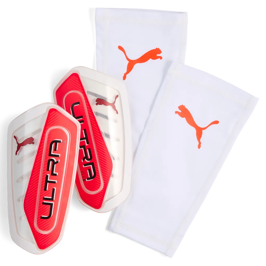 Puma Schienbeinschoner Ultra Flex Sleeve, PUMA White-Ultra Red