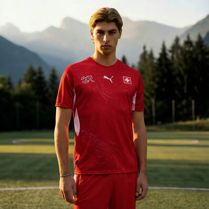 Schweiz Herrenfußballshirt SVF Home, Heimtrikot mit dryCELL und Pass-Design für Spiel und Fanmomente - machsport