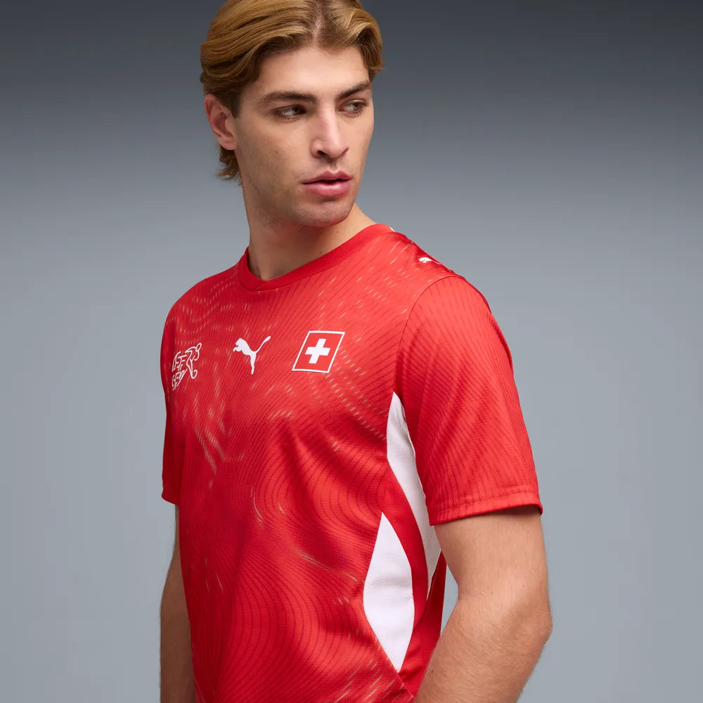 Schweiz Herrenfußballshirt SVF Home, Heimtrikot mit dryCELL und Pass-Design für Spiel und Fanmomente - machsport