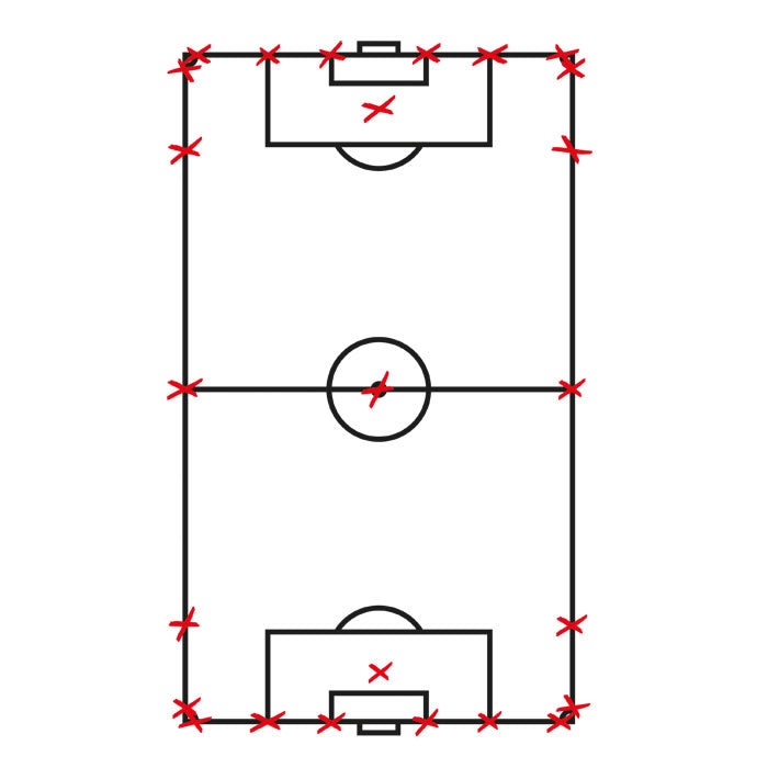 Plifix Markierungshilfe rot, einschraubbare Spielfeldmarkierung für Rasen- und Tennenplätze - machsport