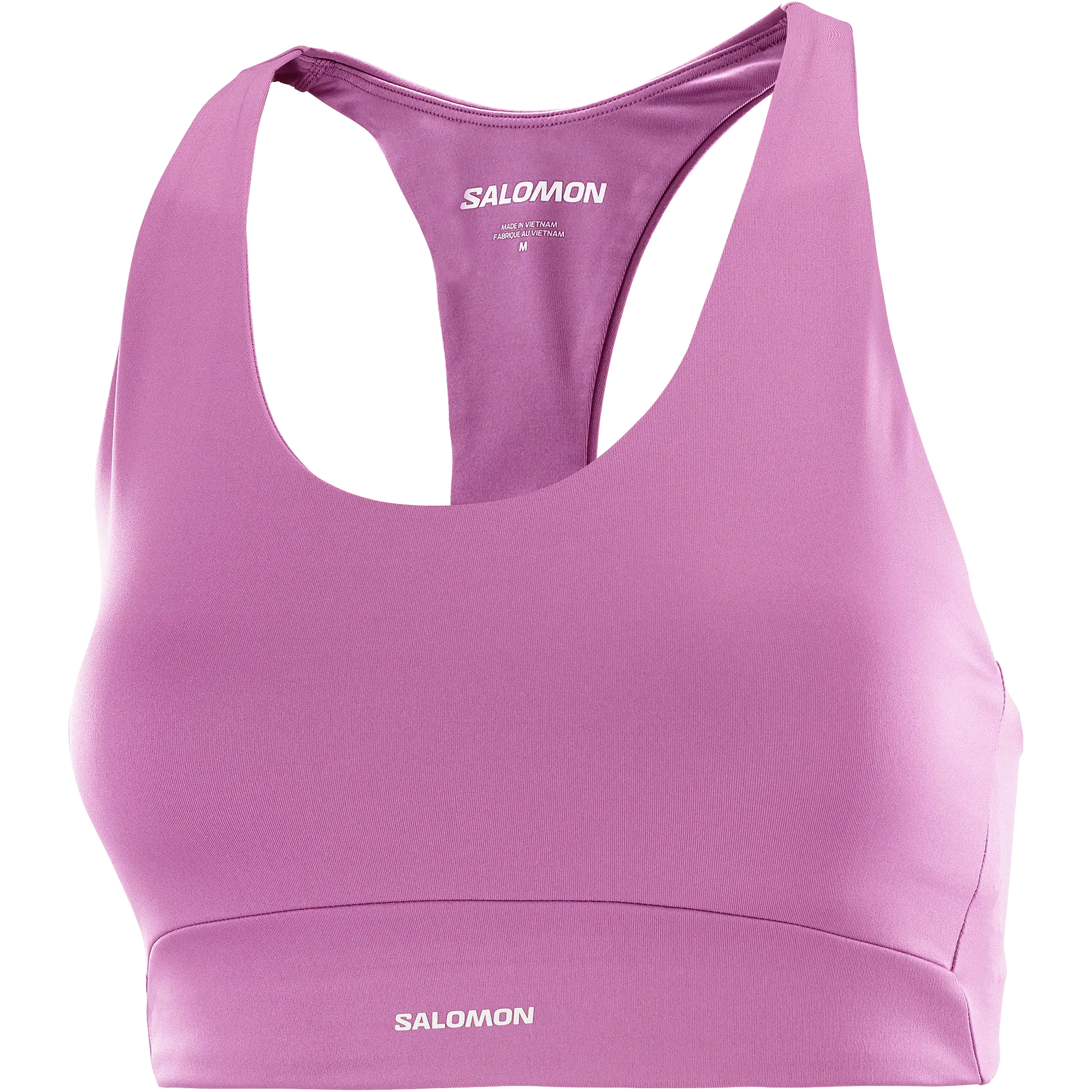 Salomon Sport-BH Shakeout Core Bra, Medium Support Running Sport-BH mit 4-Wege-Stretch für Training, iris orchid - machsport – Bild 