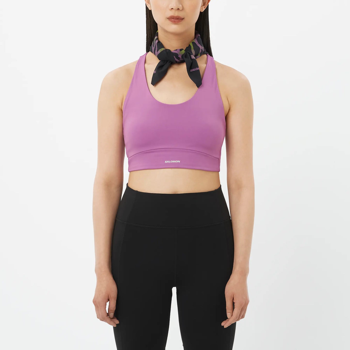 Salomon Sport-BH Shakeout Core Bra, Medium Support Running Sport-BH mit 4-Wege-Stretch für Training, iris orchid - machsport