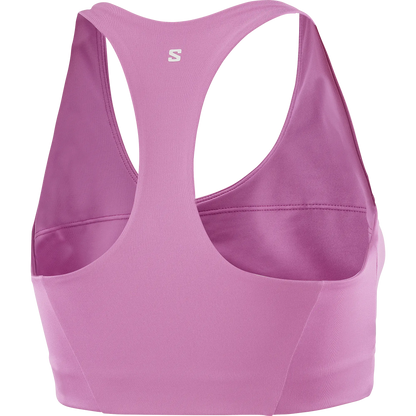 Salomon Sport-BH Shakeout Core Bra, Medium Support Running Sport-BH mit 4-Wege-Stretch für Training, iris orchid - machsport