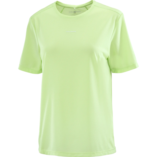 Salomon Damenlaufshirt T-Shirt Shakeout Core SS Tee, leichtes Running Shirt für Training und Alltag mit atmungsaktivem Knit Flow Material, butterfly – hellgrün / 34
