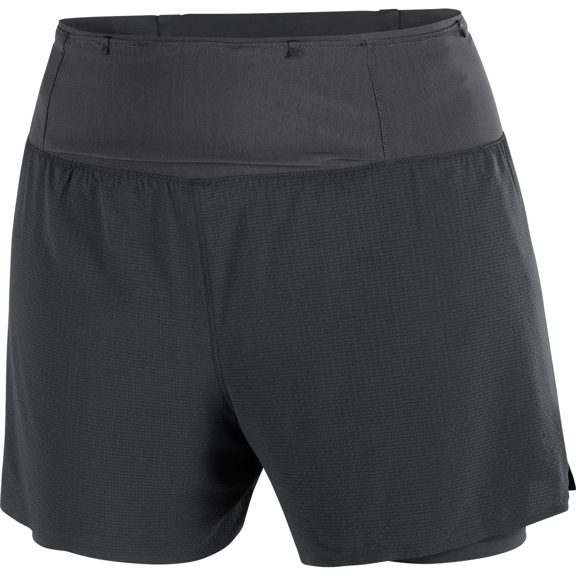 Salomon Damenlaufshort Sense Aero 2in1 Trail 5", 2in1 Trailrunning Shorts für lange Läufe mit 360°-Stauraum und Grid Flow Material, deep black - machsport – Bild 