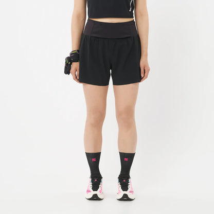 Salomon Damenlaufshort Sense Aero 2in1 Trail 5", 2in1 Trailrunning Shorts für lange Läufe mit 360°-Stauraum und Grid Flow Material, deep black - machsport