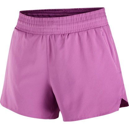 Salomon Damenlaufshort Shakeout Core 2in1 Shorts 4", 2in1 Laufshorts für Running mit Stretch-Innenhose und Reißverschlusstasche, iris orchid - machsport