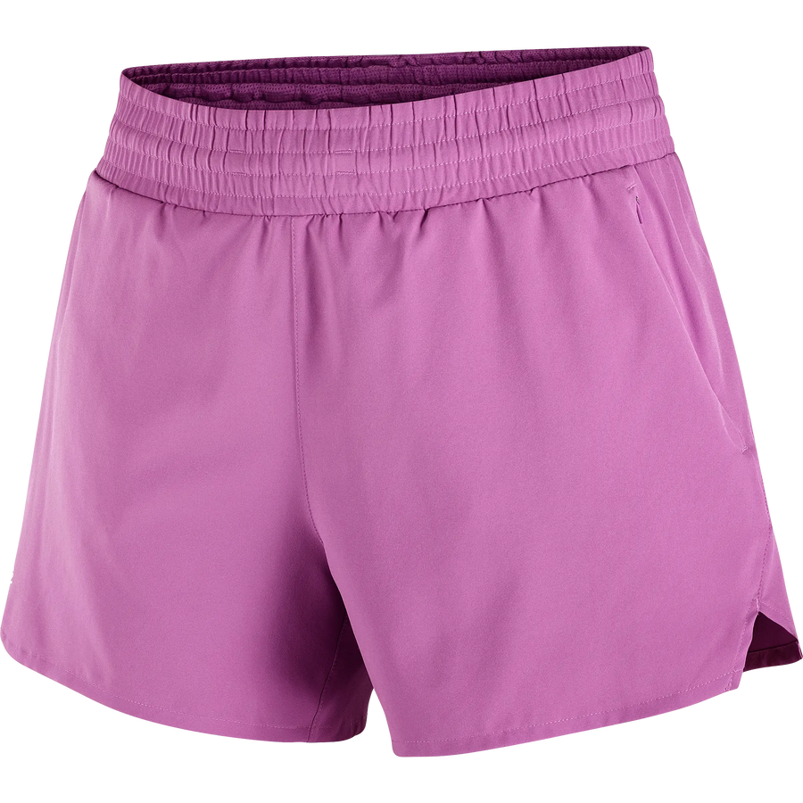 Salomon Damenlaufshort Shakeout Core 2in1 Shorts 4", 2in1 Laufshorts für Running mit Stretch-Innenhose und Reißverschlusstasche, iris orchid - machsport