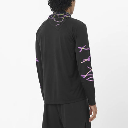 Salomon Herrenlaufshirt Shakeout Core SS Tee GFX, langarm Running Shirt mit atmungsaktivem Knit Flow Material und Grafikdesign, deep black - machsport