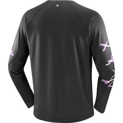 Salomon Herrenlaufshirt Shakeout Core SS Tee GFX, langarm Running Shirt mit atmungsaktivem Knit Flow Material und Grafikdesign, deep black - machsport