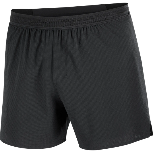 Salomon Sense Aero Stow 5, Laufshorts mit Grid Flow Material und Stauraum für Running und tägliches Training, deep black – schwarz / S