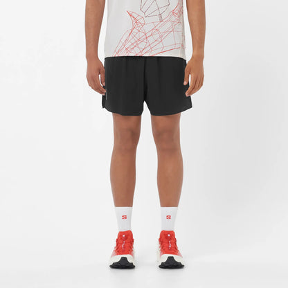 Salomon Sense Aero Stow 5, Laufshorts mit Grid Flow Material und Stauraum für Running und tägliches Training, deep black - machsport
