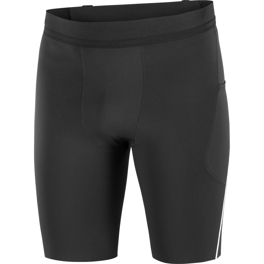 Salomon Sense Stow Short Tights 9, Laufshorts Tight mit Stauraumsystem und Reißverschlusstasche für Trailrunning, deep black - machsport