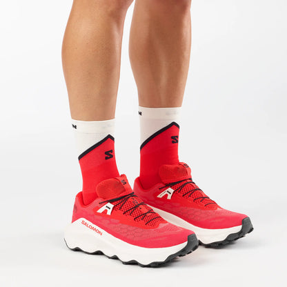 Salomon Herrenlaufschuhe Ultra Glide 4, Trailrunning-Schuhe für lange Strecken mit maximaler Dämpfun, fiery red/ vanilla ice - machsport