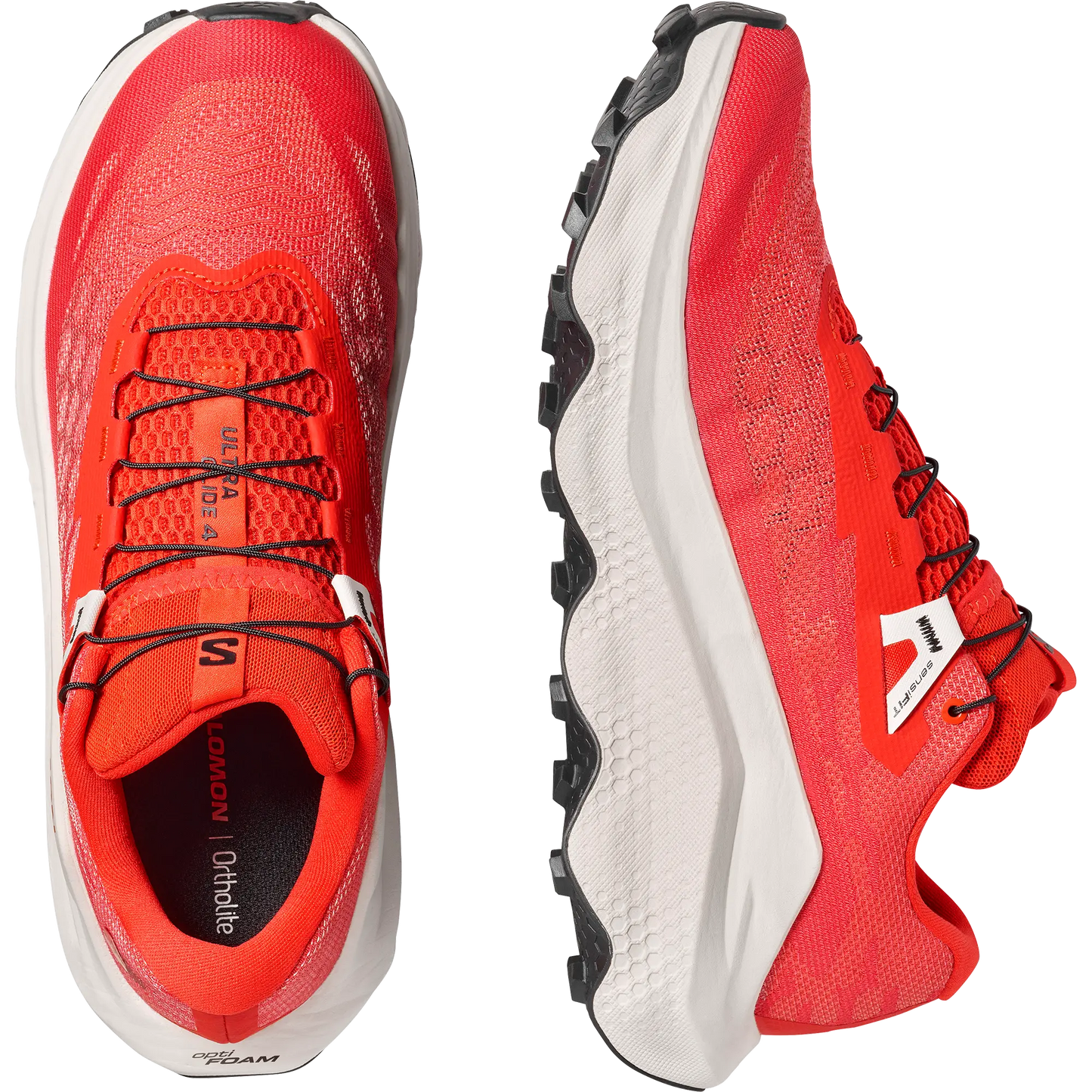 Salomon Herrenlaufschuhe Ultra Glide 4, Trailrunning-Schuhe für lange Strecken mit maximaler Dämpfun, fiery red/ vanilla ice - machsport