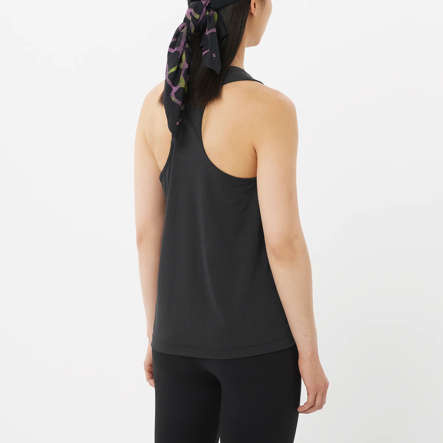 Salomon Shirt Shakeout Core Tank GFX, ärmelloses Running Tanktop für warme Temperaturen mit atmungsaktivem Komfort, deep black - machsport