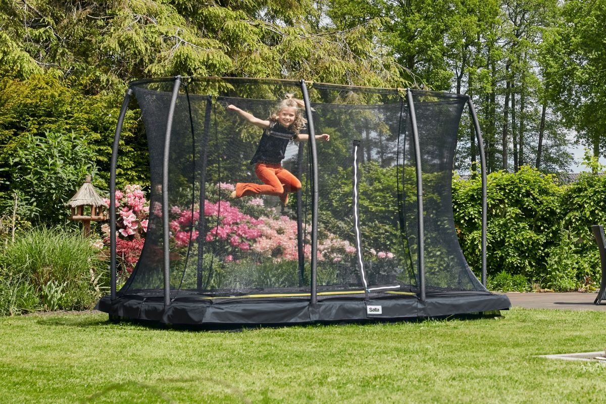 Salta Trampolin Comfort Edition Ground - 214x153cm - Rechteckig Schwarz - machsport