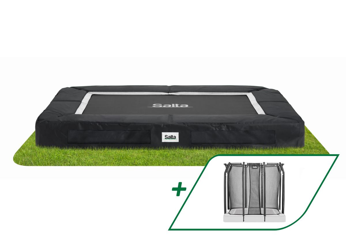 Salta Trampolin Premium Ground - 214x153cm - Rechteckig Schwarz - machsport