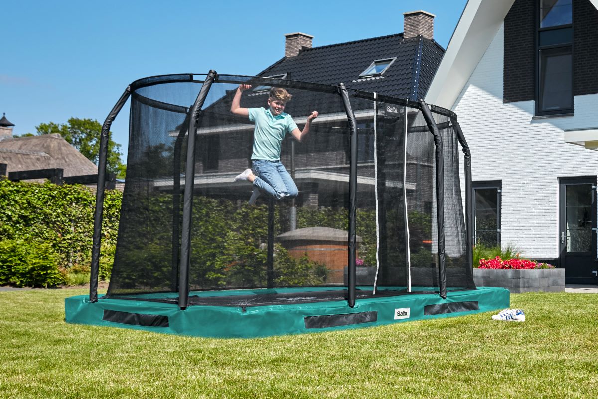 Salta Trampolin Premium Ground - 305x214cm - Rechteckig Grün - machsport