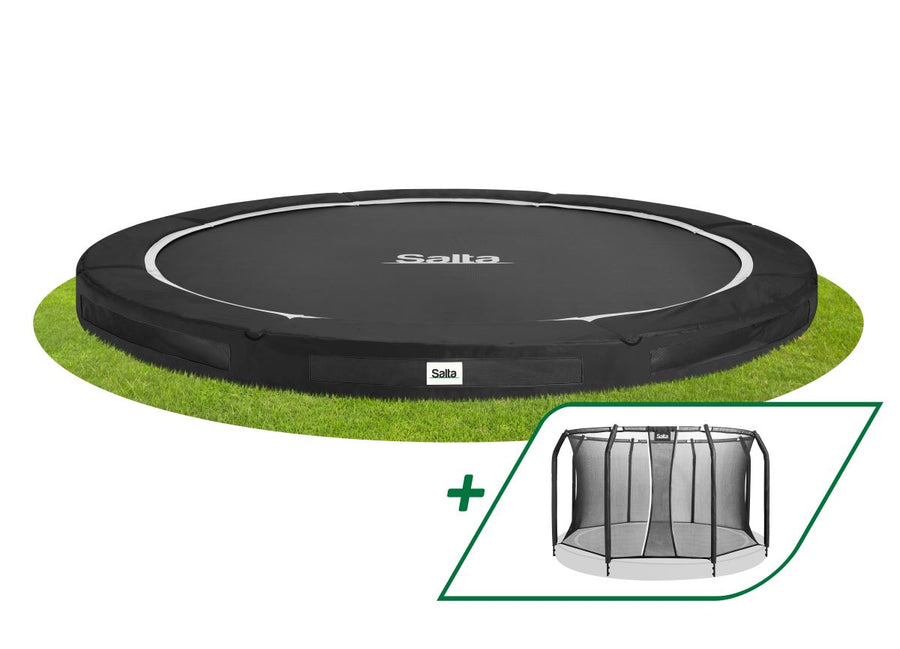 Salta Trampolin Premium Ground - 396cm - Rund Schwarz - machsport