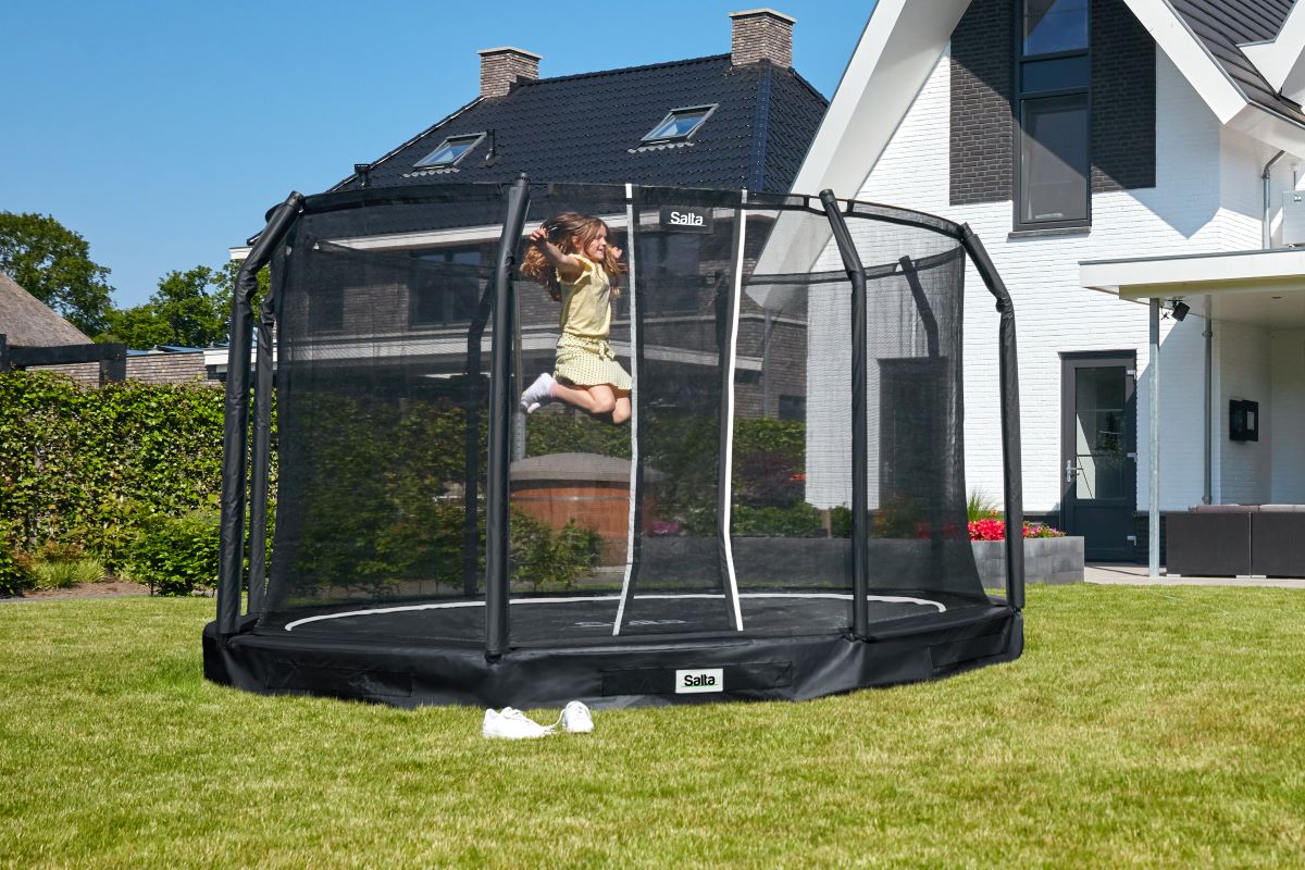 Salta Trampolin Premium Ground - 396cm - Rund Schwarz - machsport – Bild 