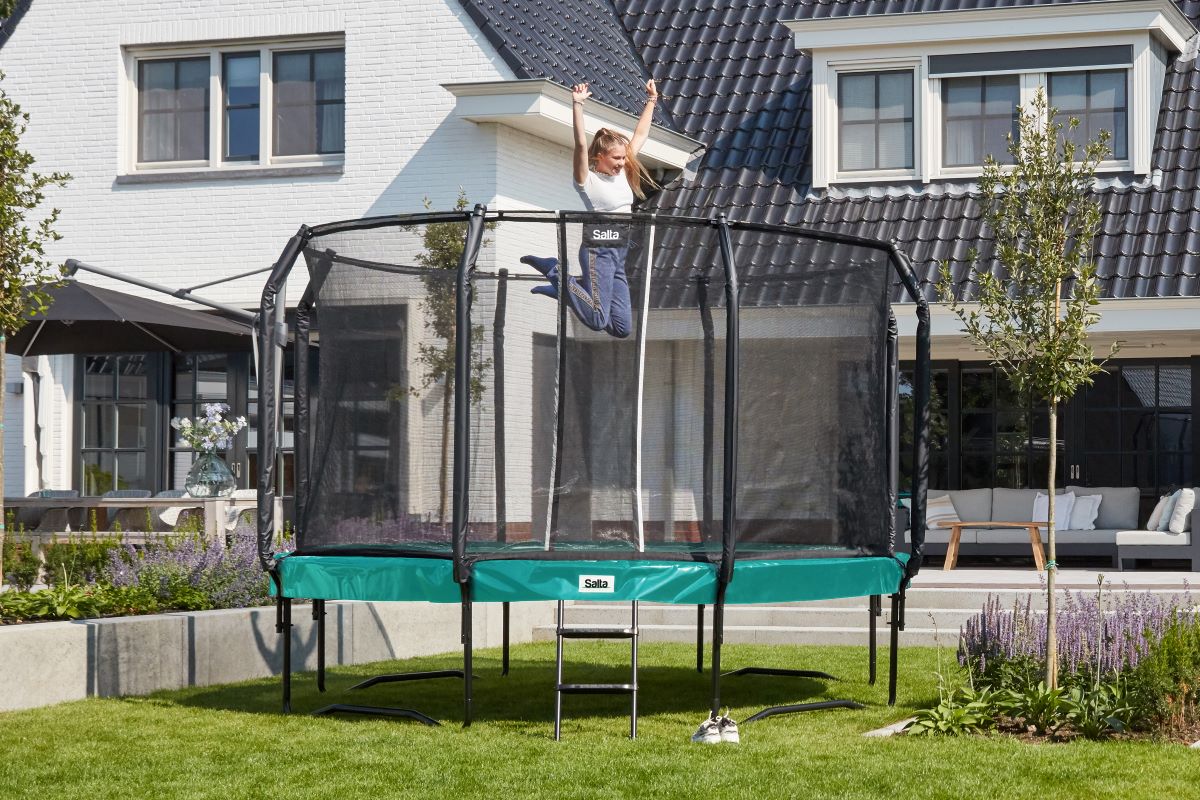 Salta Trampolin First Class - 487cm - Rund Grün - machsport – Bild 