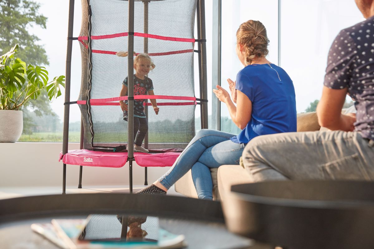Salta Trampolin Junior - 140cm - Rund Pink - machsport – Bild 