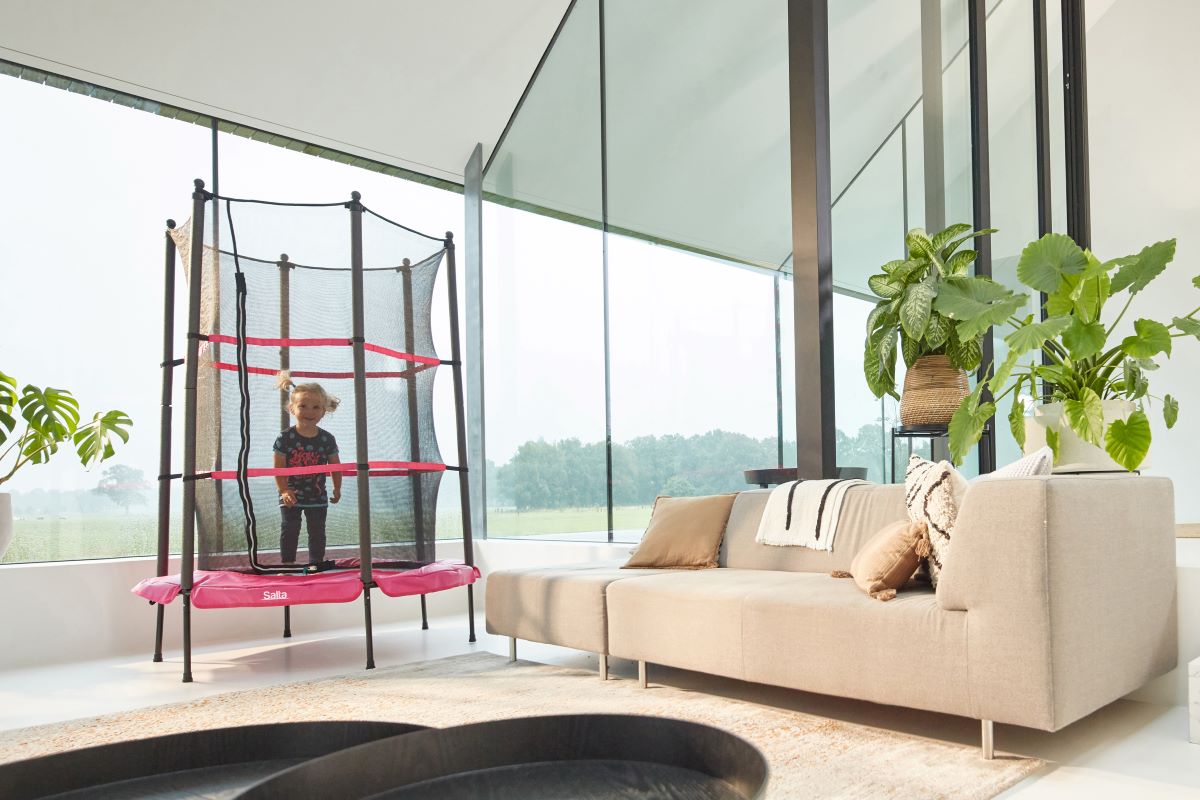 Salta Trampolin Junior - 140cm - Rund Pink - machsport – Bild 