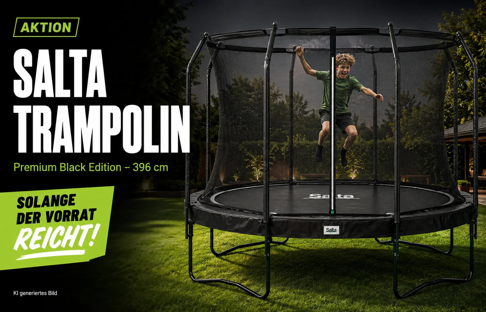 Salta Trampolin Premium Black Edition - 396cm - Rund Schwarz
