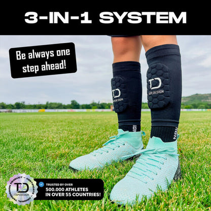 Tapedesign Schienbeinschoner Shinguard Sleeve Kinder, schwarz - machsport