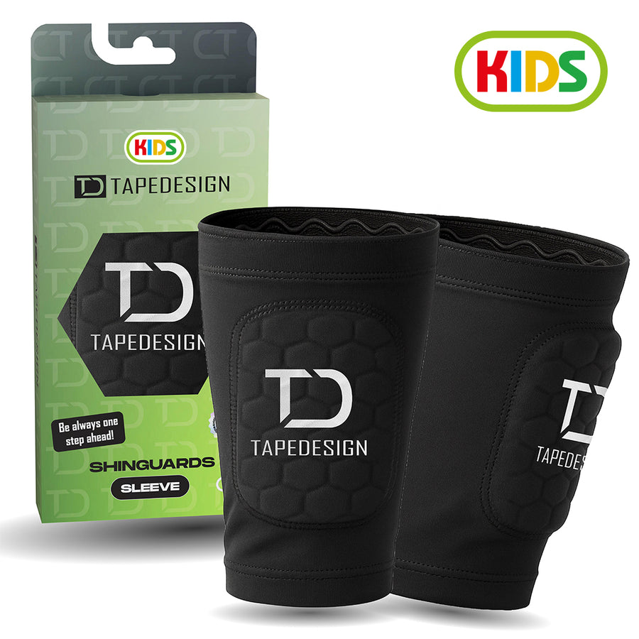 Tapedesign Schienbeinschoner Shinguard Sleeve Kinder, schwarz - machsport