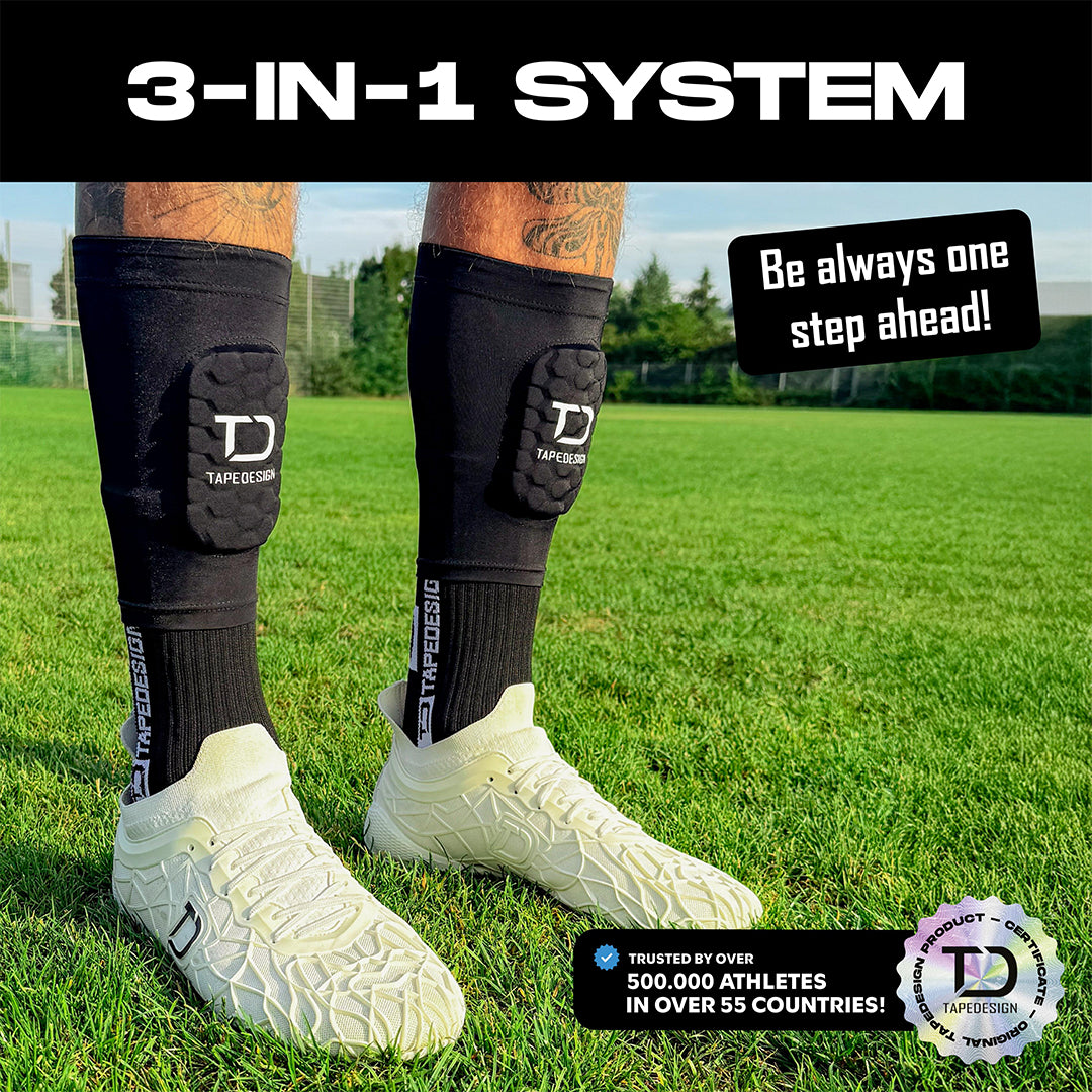 Tapedesign Schienbeinschoner Shinguards Sleeve, schwarz - machsport