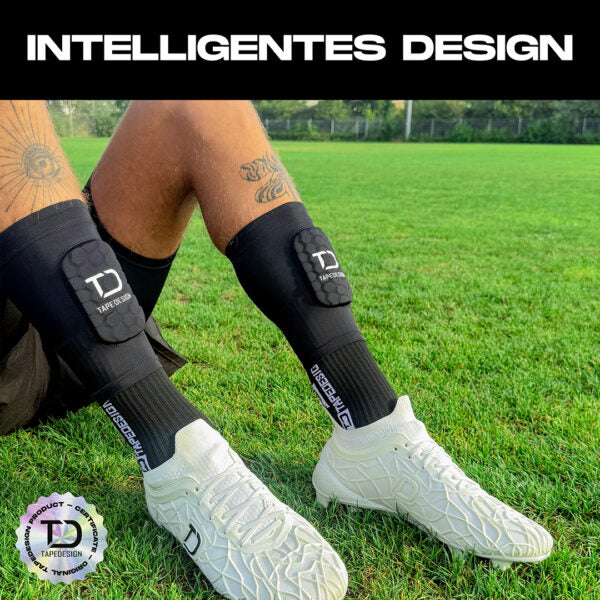 Tapedesign Schienbeinschoner Shinguards Sleeve, schwarz - machsport