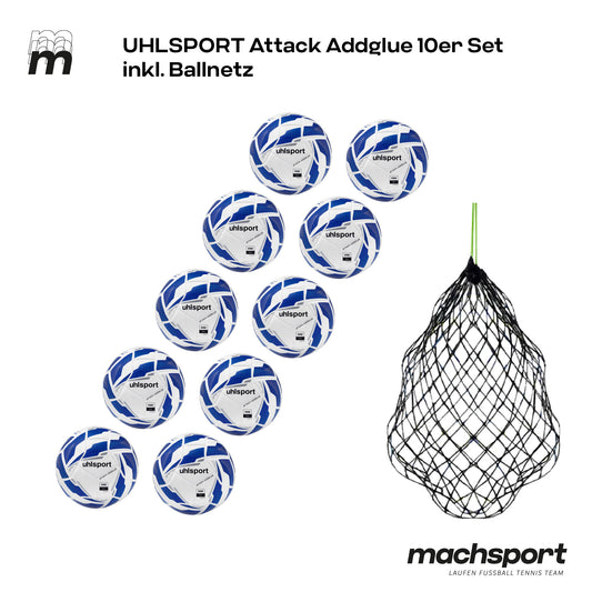 Uhlsport Attack Addglue 10er Set inkl. Ballnetz, Größe 5 – 5