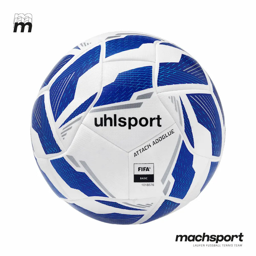 Fußball Attack Addglue von Uhlsport in Größe 5, hochwertiger Fußball für Training und Spiel, mit klassischem Design.