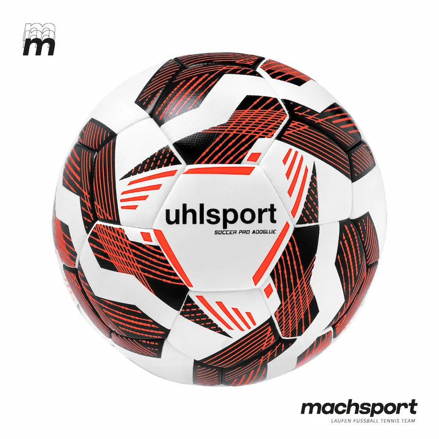 Fußball Uhlsport Soccer Pro Addglue, Größe 4, mit weicher Oberfläche und traditionellen schwarzen Design, ideal für Fußballspieler