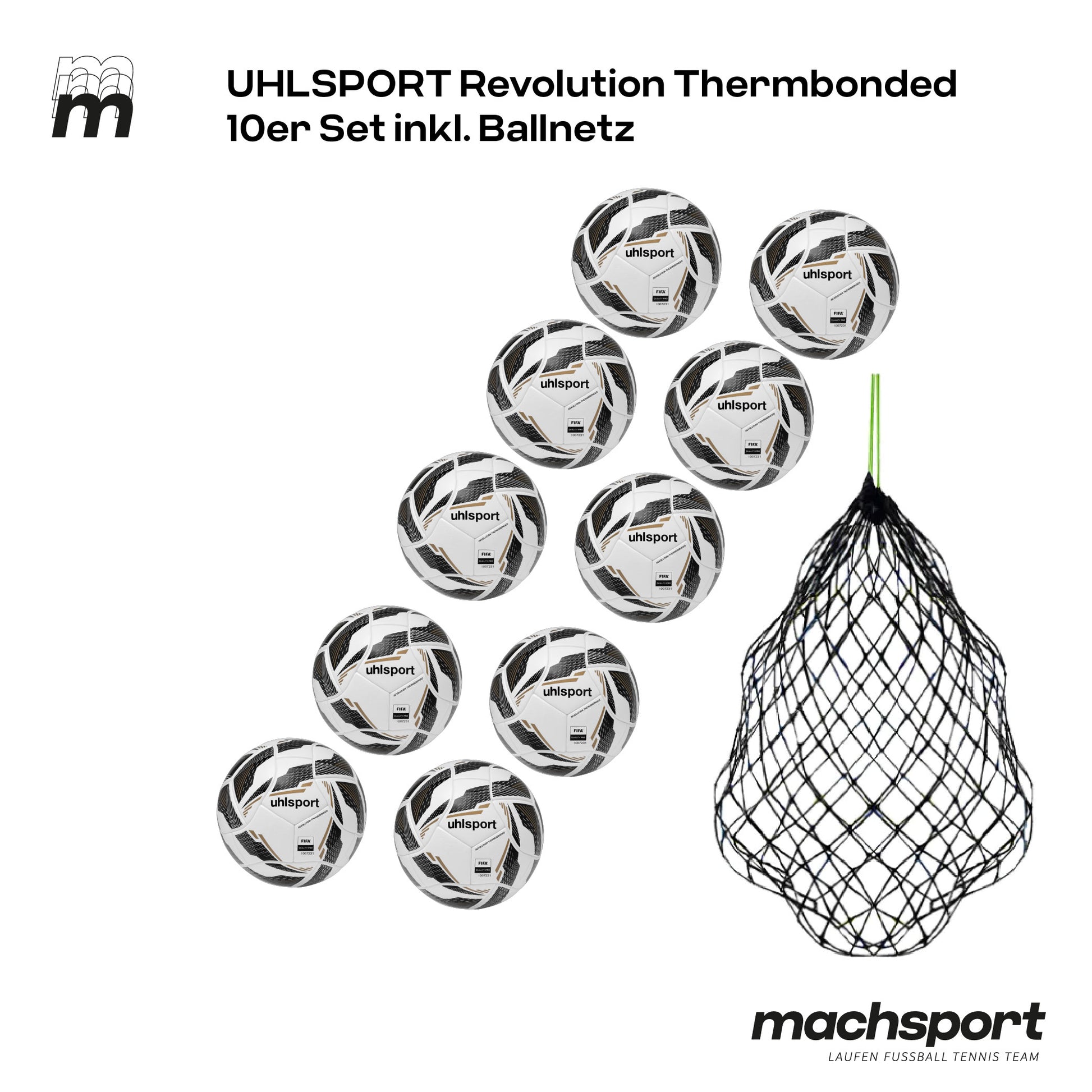 Uhlsport Revolution Thermbonded 10er-Set inkl. Ballnetz, Größe 5 - machsport – Bild 
