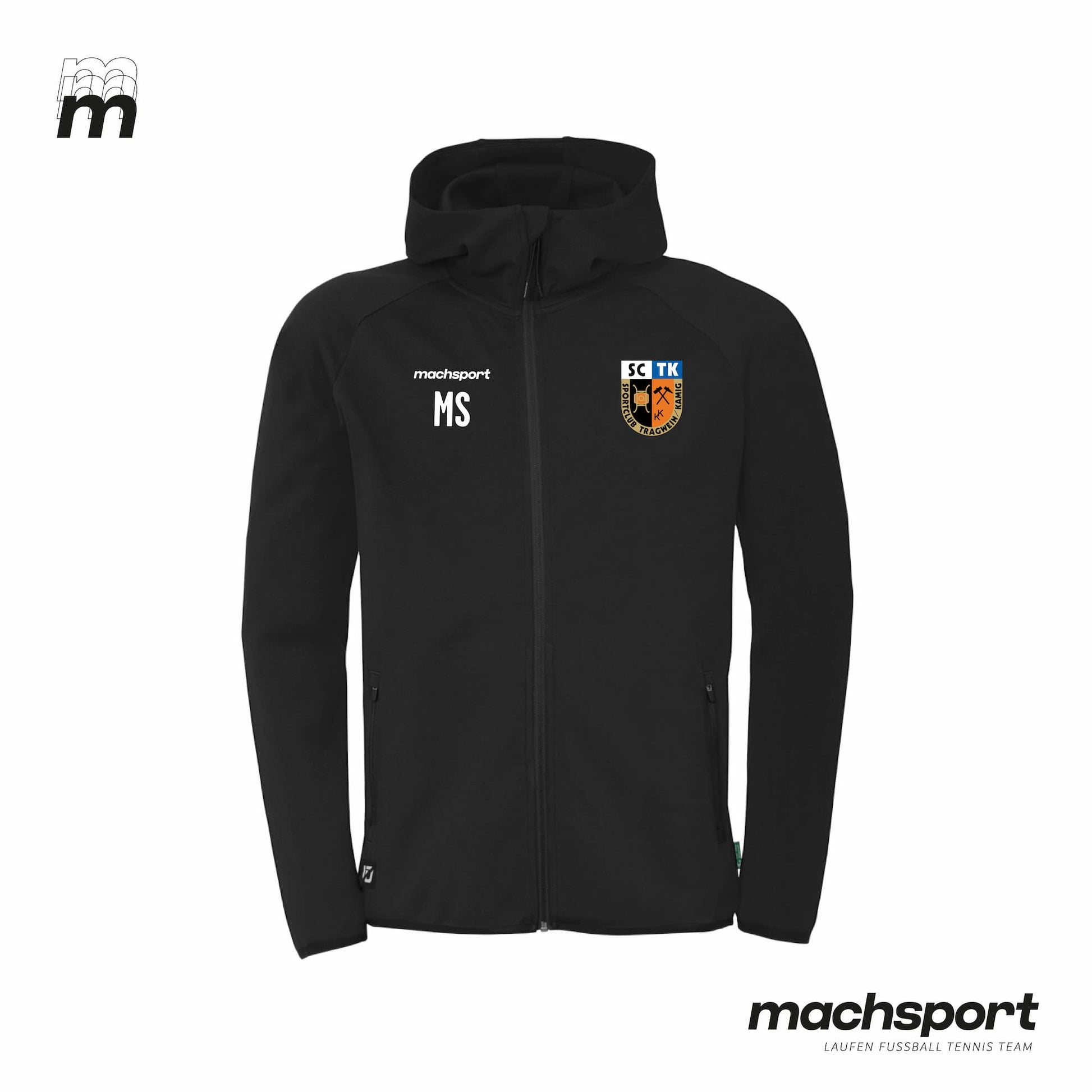 SC Tragwein/Kamig Freizeit Freizeitjacke mit Kapuze schwarz - machsport – Bild 