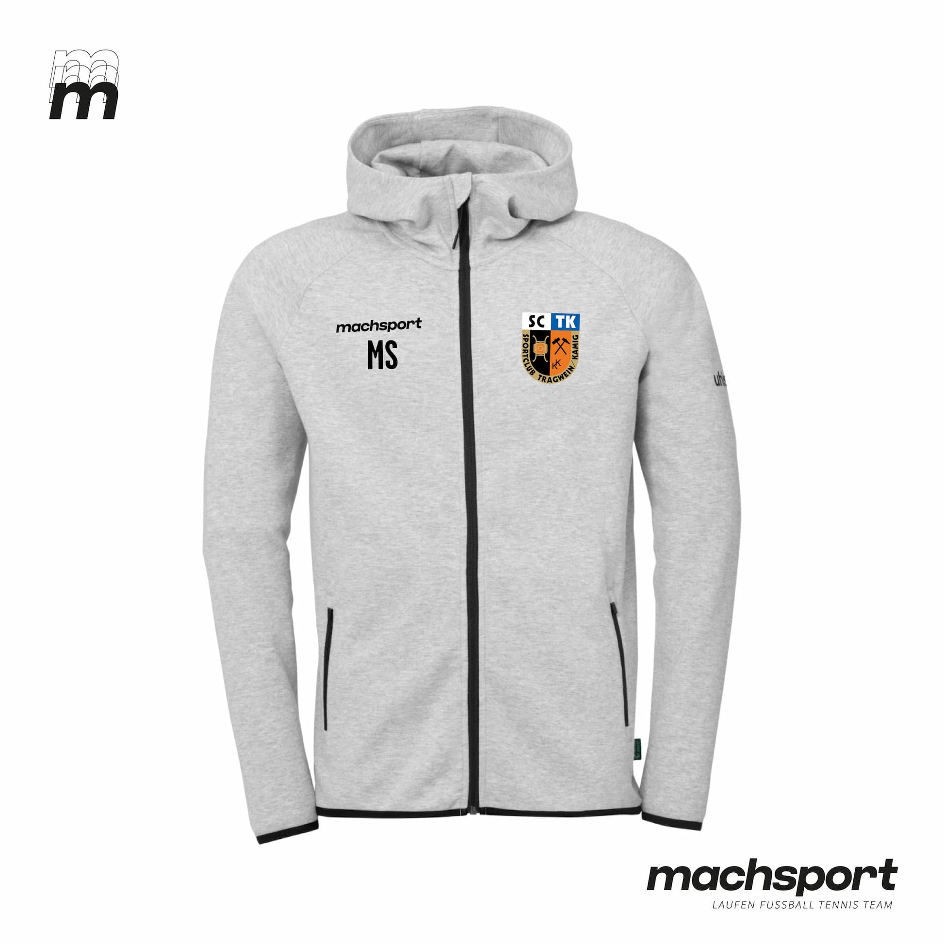 SC Tragwein/Kamig Freizeitjacke mit Kapuze grau - machsport – Bild 