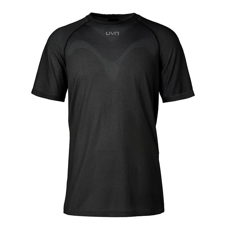 UYN Herrenlaufshirt kurzärmelig Kymra, ultraleichtes Laufshirt für dynamische Einheiten und längere Läufe, schwarz - machsport – Bild 